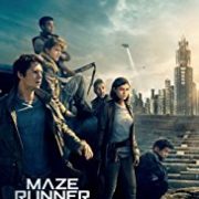 Poster for Maze Runner: The Death Cure: the young cast gathered in front of a city skyline