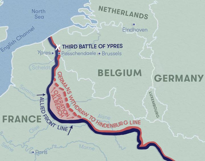 Map of the Western Front during spring 1917