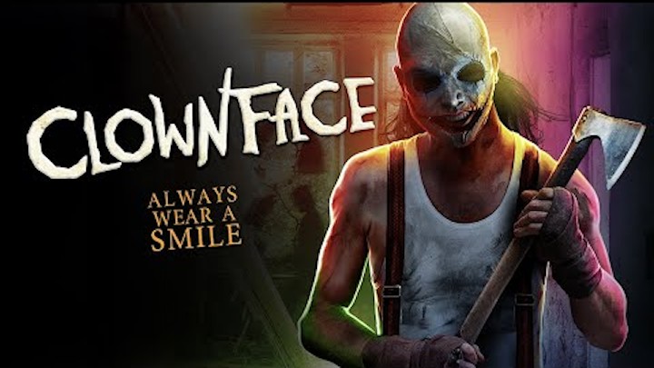 Title art for Clownface: a masked killer in suspenders holds an axe