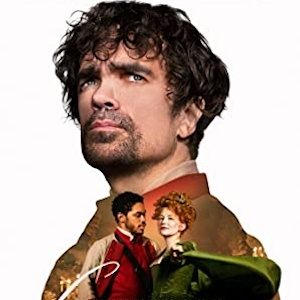 Poster for Cyrano: Peter Dinklage as Cyrano, with the lovers pictured on his coat