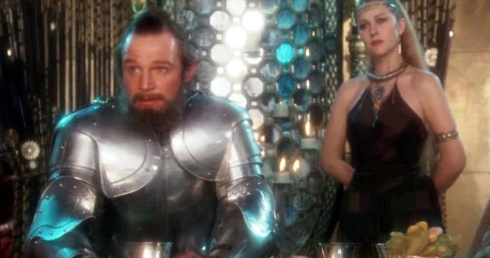 Liam Neeson with Helen Mirren in Excalibur (1981)