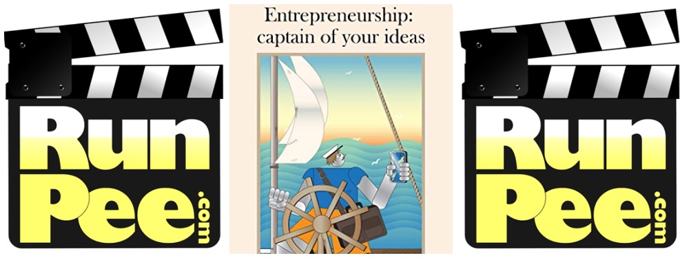 Cover of Dan Gardner's book Entrepreneurship: Captain of Your Ideas between two RunPee logos