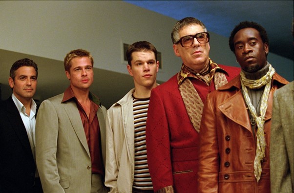 Still from Ocean's Eleven (2001): George Clooney's Danny Ocean and his crew of thieves line up