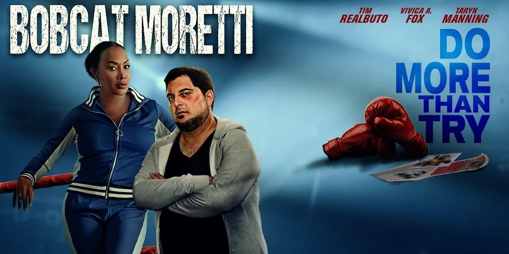 Banner for Bobcat Moretti: a boxer and his trainer by the ring, with boxing gloves and the tagline