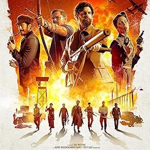 Poster for The Ministry of Ungentlemanly Warfare: armed commandos pose before a wall of fire