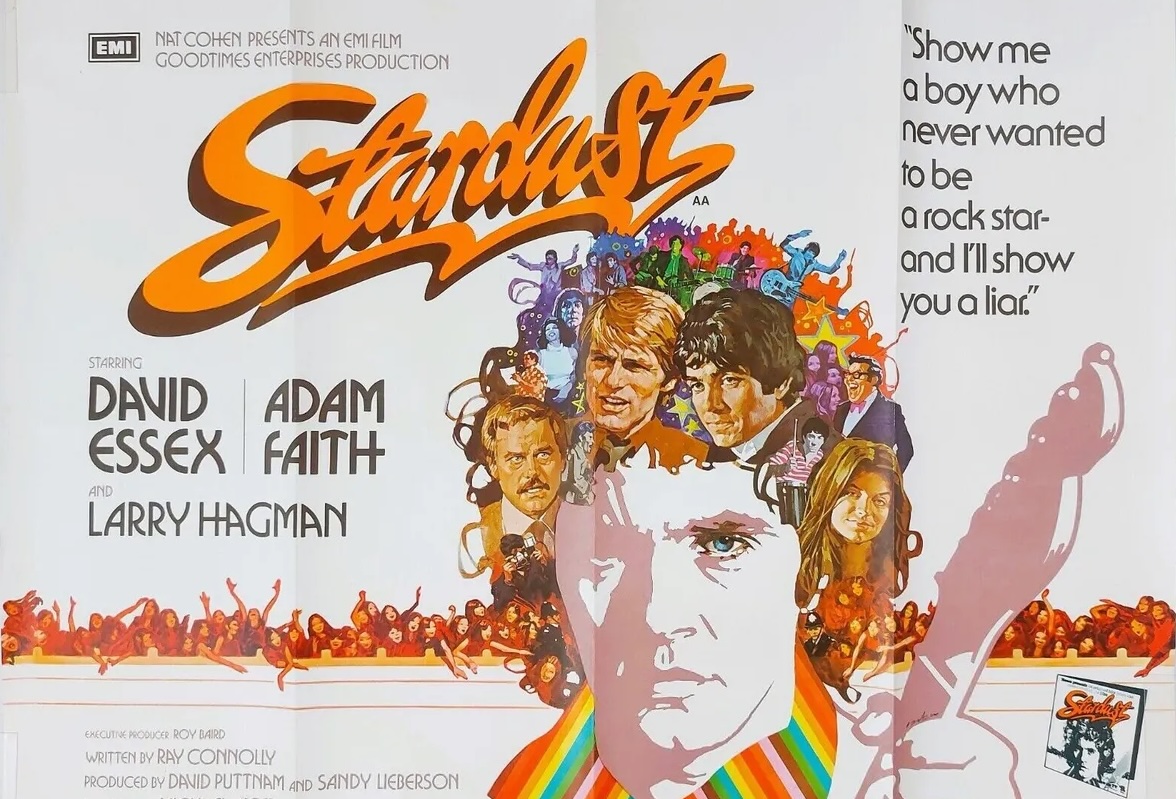Poster for Stardust (1974) starring David Essex, Adam Faith and Larry Hagman