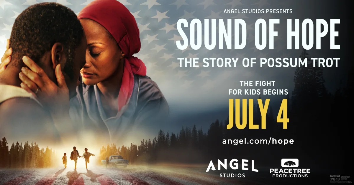 Poster for Sound of Hope: The Story of Possum Trot: a woman embraces a child, kids running below