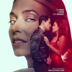 Poster for Demise: a woman's face beside a couple embracing in red light